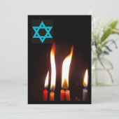 Chanukah Kerzen Flammen, Star der Einladung von Da (Stehend Vorderseite)