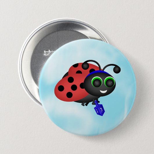 Chanukah Ladybug in yamaka mit dreidel Button (Vorne & Hinten)