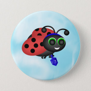 Chanukah Ladybug in yamaka mit dreidel Button