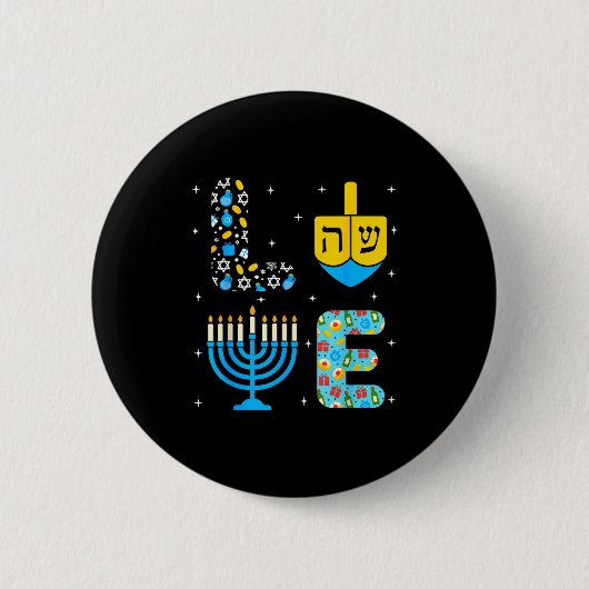 Chanukah Menorah Dreidel Icons Hanukkah Love Celeb Button (Vorderseite)