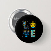 Chanukah Menorah Dreidel Icons Hanukkah Love Celeb Button (Vorne & Hinten)