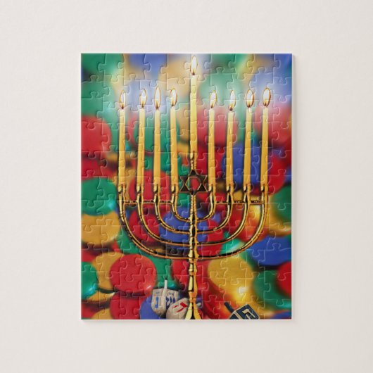 Chanukah Menorah, Dreidel, Süßigkeit Puzzle (Vertikal)