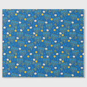 Chanukah Menorah Gelt Dreidel Blue Geschenkpapier (Flach)