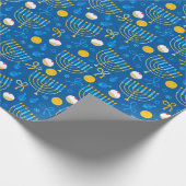 Chanukah Menorah Gelt Dreidel Blue Geschenkpapier (Ecke)