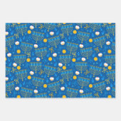 Chanukah Menorah Gelt Dreidel Blue Geschenkpapier Set (Vorderseite)