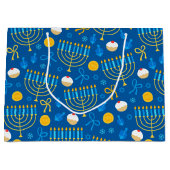 Chanukah Menorah Gelt Dreidel Blue Große Geschenktüte (Vorderseite)