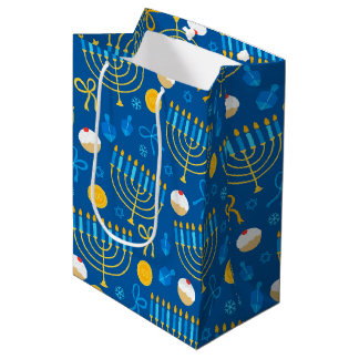 Chanukah Menorah Gelt Dreidel Blue Mittlere Geschenktüte