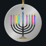 Chanukah Menorah Keramik Ornament<br><div class="desc">Viel Spaß damit! Denken Sie an Themen! Spielen Sie mit Hintergrundfarben, fügen Sie Text hinzu oder löschen Sie, und (gegen ein bisschen extra Gebühr) passen Sie den Rücken mit Bildern, Farbe, Ihr Logo / Geschäftsinfos, etc.! Diese sind auch ideal für Geschenke oder als Finishing-Touch auf Ihrer Geschenkverpackung. Vielen Dank, dass...</div>