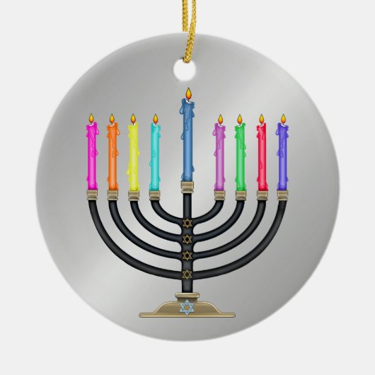 Chanukah Menorah Keramik Ornament (Vorne)