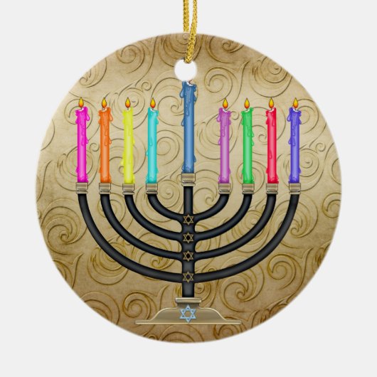 Chanukah Menorah Keramik Ornament (Vorne)