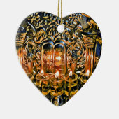 Chanukah Menorah mit Öl-Lichtern Keramikornament (Rechts)