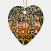 Chanukah Menorah mit Öl-Lichtern Keramikornament (Links)