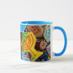 Chanukah Menorahs, Dreidels, Gelt Tasse