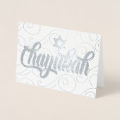 Chanukah mit Star of David Modern Silver Folienkarte (Vorderseite)