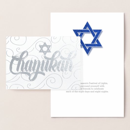Chanukah mit Star of David Modern Silver Folienkarte (Anzeige)