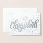 Chanukah mit Star of David Modern Silver Folienkarte (Vorderseite mit Umschlag)