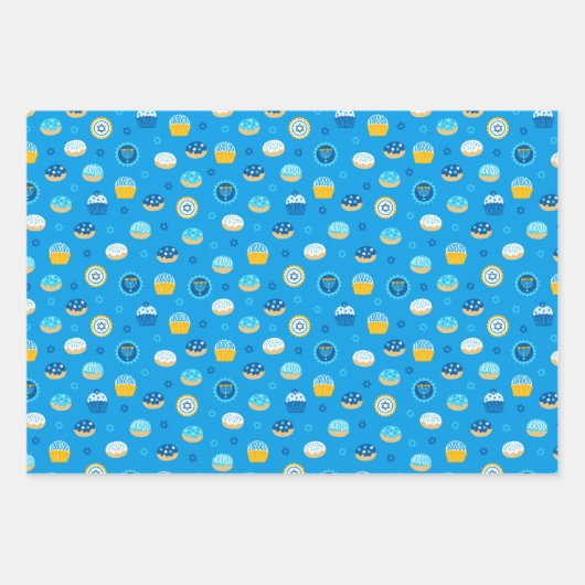 Chanukah Mixed Set Jelly Doughnut Patterns Geschenkpapier Set (Vorderseite 2)