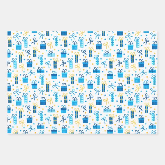 Chanukah Mixed Set Menorah & Candles Muster Geschenkpapier Set (Vorderseite 2)