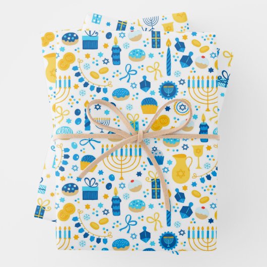 Chanukah Mixed Set Menorah & Candles Muster Geschenkpapier Set (Beispiel)