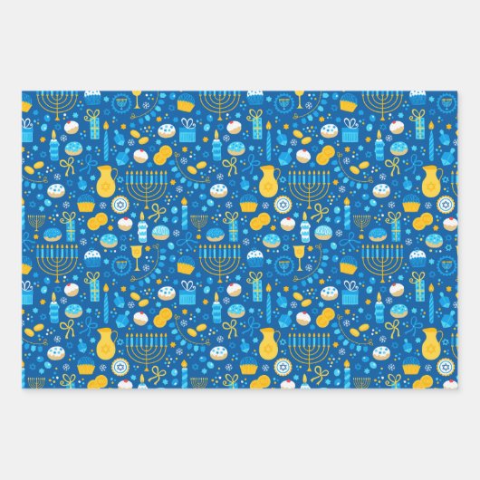 Chanukah Mixed Set of Dark Blue Patterns Geschenkpapier Set (Vorderseite 2)
