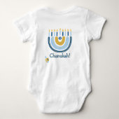 Chanukah Niedlich Personalisiert HEBREW Menorah Ra Baby Strampler (Rückseite)