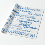 Chanukah O' Hannukah Blue and White Wrapping Paper Geschenkpapier<br><div class="desc">Benutzen Sie dieses lustige Chanukah Packpapier für Geschenke auf jeder Nacht von Hannukah. Die Liebsten werden sich mit diesem Papier amüsieren,  ob sie für die Kerzen gewartet sind,  tief zu brennen und sich fragen,  was drinnen drin ist,  oder sich den Goodies zuwenden.</div>