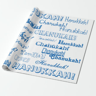 Chanukah O' Hannukah Blue and White Wrapping Paper Geschenkpapier