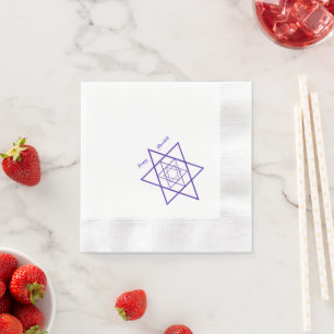 Chanukah oder Hanukkah Blue Stars Cocktail Serviette