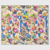 Chanukah Packpapier, 30" x 6' Geschenkpapier (Flach)