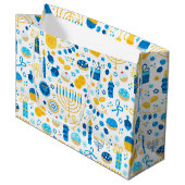 Chanukah Party Blue Große Geschenktüte (Vorderseite Schrägansicht)