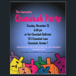 Chanukah Party Flyer<br><div class="desc">Chanukah Party Flyer mit dreidimensionalen. Große Einladung für Familie chanukah Party!</div>