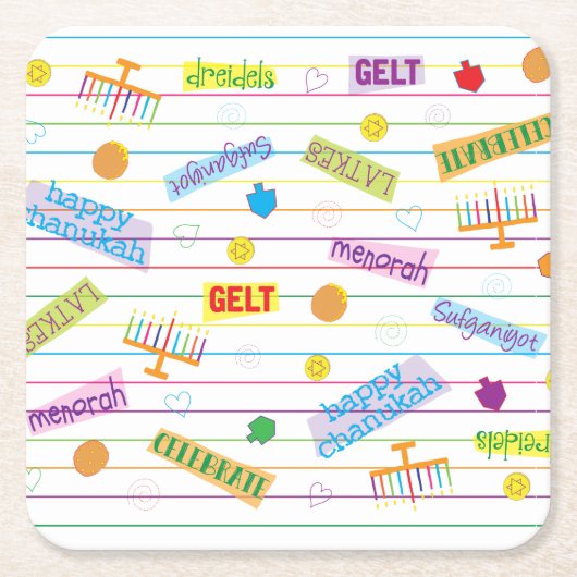 Chanukah Party Time Rechteckiger Pappuntersetzer (Vorderseite)