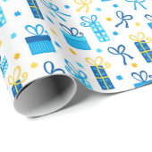 Chanukah präsentiert Geschenke w/Bows Blue White G Geschenkpapier (Rolleneckpunkt)