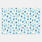 Chanukah präsentiert Geschenke w/Bows Blue White G Geschenkpapier Set (Vorderseite)