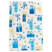 Chanukah präsentiert Geschenke w/Bows White Mittlere Geschenktüte (Rückseite)