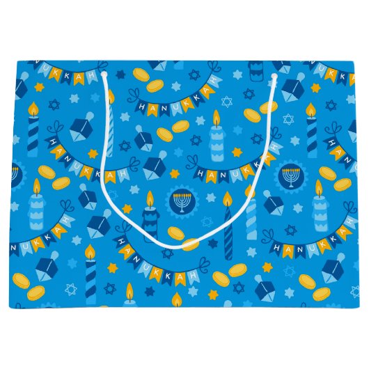 Chanukah Streamers Hanukkah Blue Banners Große Geschenktüte (Vorderseite)