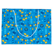 Chanukah Streamers Hanukkah Blue Banners Große Geschenktüte (Rückseite)