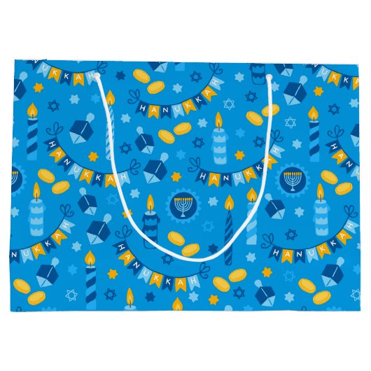 Chanukah Streamers Hanukkah Blue Banners Große Geschenktüte (Rückseite)