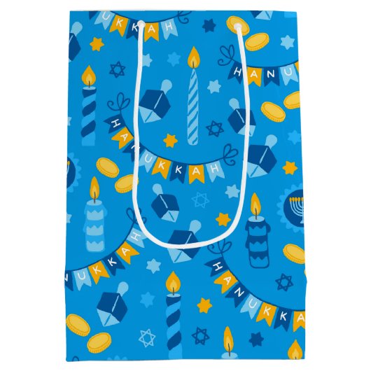 Chanukah Streamers Hanukkah Blue Banners Mittlere Geschenktüte (Rückseite)