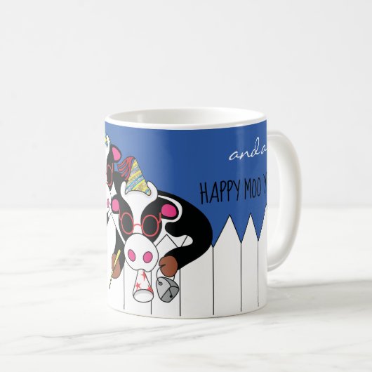 Chanukah Tasse 11 oz. "Happy Moo Year" (VorderseiteRechts)