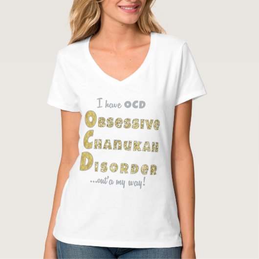 Chanukah Women's Nano V-Neck T - Shirt "OCD" (Vorderseite)