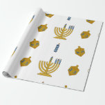 Chanukah Wrapping Paper Geschenkpapier<br><div class="desc">Dieses Wandpapier aus Chanukah enthält handgezeichnete Chanukah-Gegenstände wie eine Chanukiah Menorah (Chanukiah),  Dreidel und Kerzen.</div>