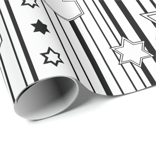 Chanukah Wrapping Paper Schwarz N Weiß Geschenkpapier (Rolleneckpunkt)