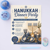 Chanukka-Abendparty-Flugblatt Flyer (Einzeln)