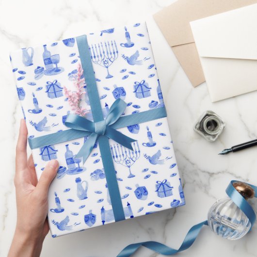 Chanukka-Blaues Geschenkpapier (Schenken)