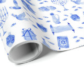 Chanukka-Blaues Geschenkpapier (Rolleneckpunkt)