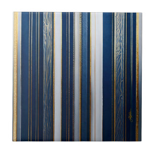 Chanukka-Blues-Streifen Blau Weiß Gold Fliese