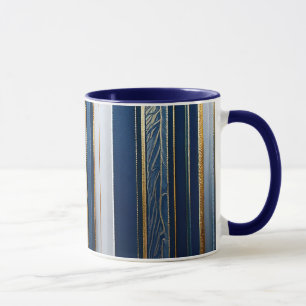 Chanukka-Blues-Streifen Blau Weiß Gold Tasse
