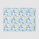 Chanukka Chanukah Menorah beleuchtet Sterne Seidenpapier<br><div class="desc">Ein Muster jüdischer Chanukka-Elemente wie menorah Kandelaber,  Davidsstern,  Driedel und Yamaka oder Kippah.  Der Hintergrund ist ein hellblaues Aquarell Washington.  Sie können die Größe des Musters ändern,  um es größer oder kleiner zu machen,  indem Sie auf Customize es anklicken.</div>