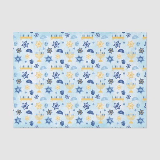 Chanukka Chanukah Menorah beleuchtet Sterne Seidenpapier (Vorderseite)